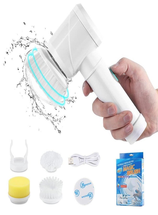 Jonicy Electrically Driven 5 in 1 Magic Brush Cleaner for Kitchen, Bathroom, Tiles Wash, Carpet, Bath Showers, USB Rechargeable Cleaning Brush - Image 1